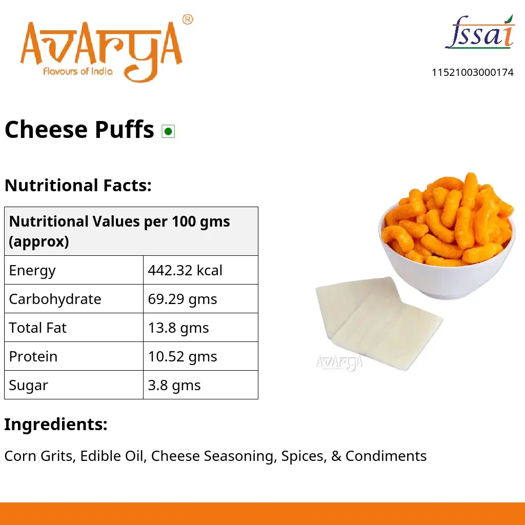 Ingredients And Nutrition Facts Of Cheese Puffs