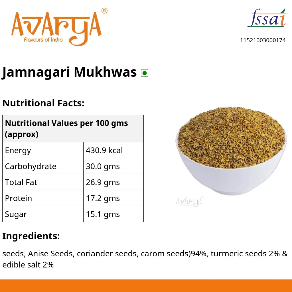 Ingredients And Nutrition Facts Of Jamnagari Mukhwas