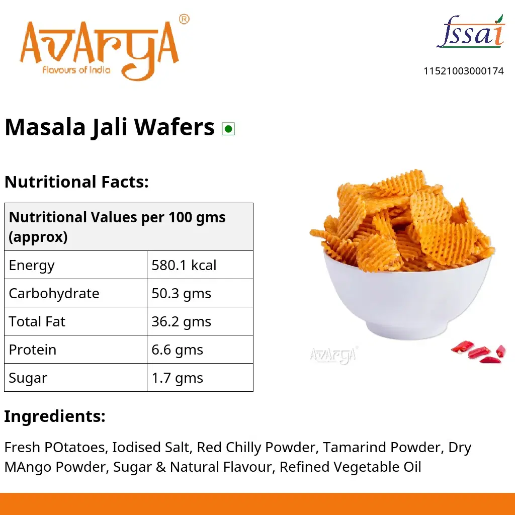 Ingredients And Nutrition Facts Of Masala Jali Wafers