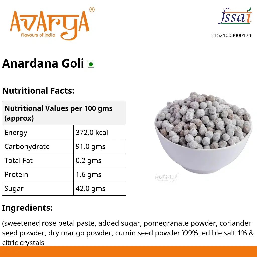Ingredients And Nutrition Facts Of Anardana Goli
