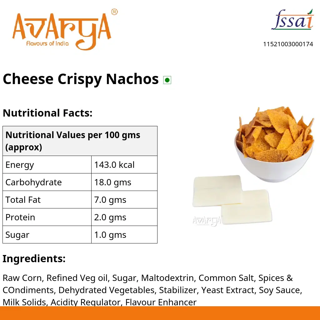 Ingredients And Nutrition Facts Of Cheese Crispy Nachos