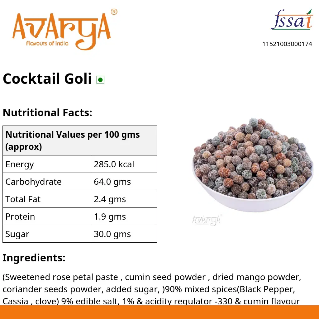 Ingredients And Nutrition Facts Of Cocktail Goli