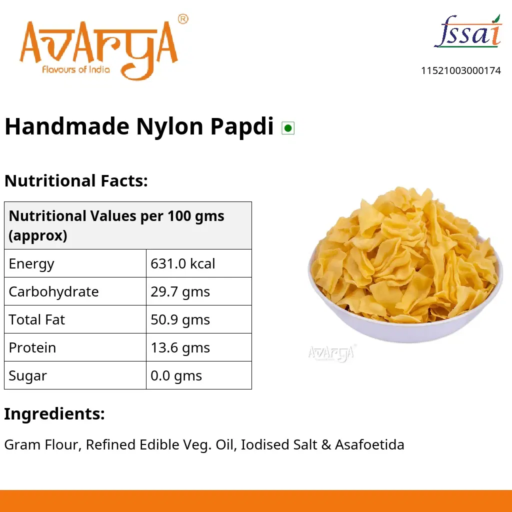 Ingredients And Nutrition Facts Of Handmade Nylon Papdi