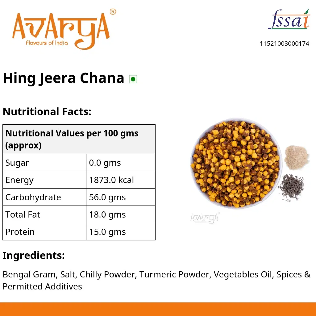 Ingredients And Nutrition Facts Of Hing Jeera Chana