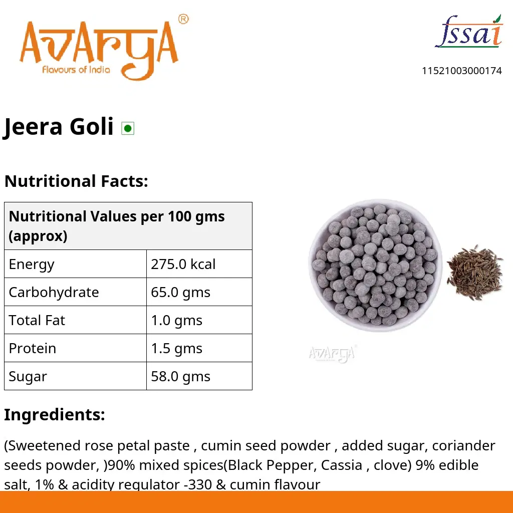 Ingredients And Nutrition Facts Of Jeera Goli