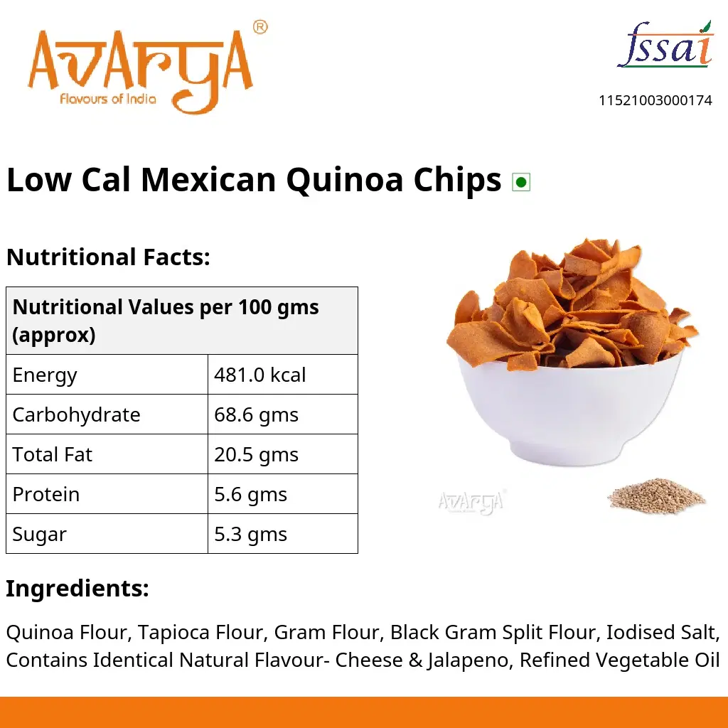 Ingredients And Nutrition Facts Of Low Cal Mexican Quinoa Chips