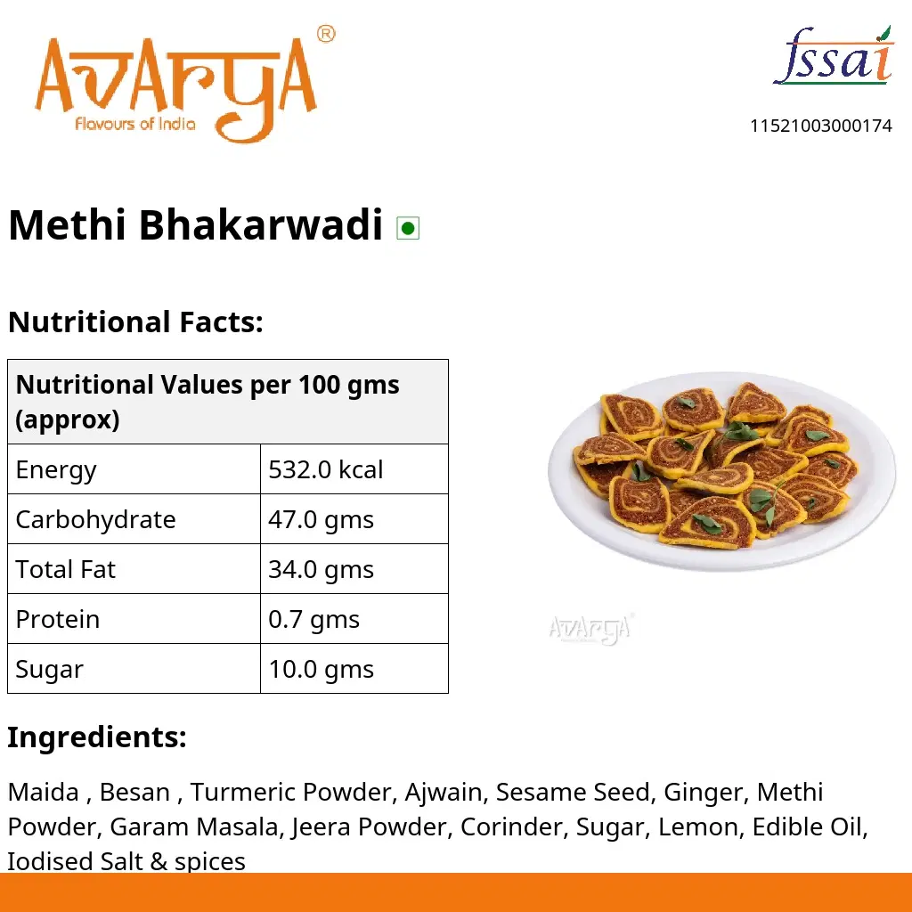 Ingredients And Nutrition Facts Of Methi Bhakarwadi