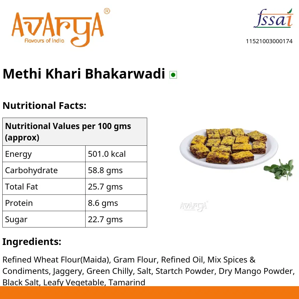 Ingredients And Nutrition Facts Of Methi Khari Bhakarwadi