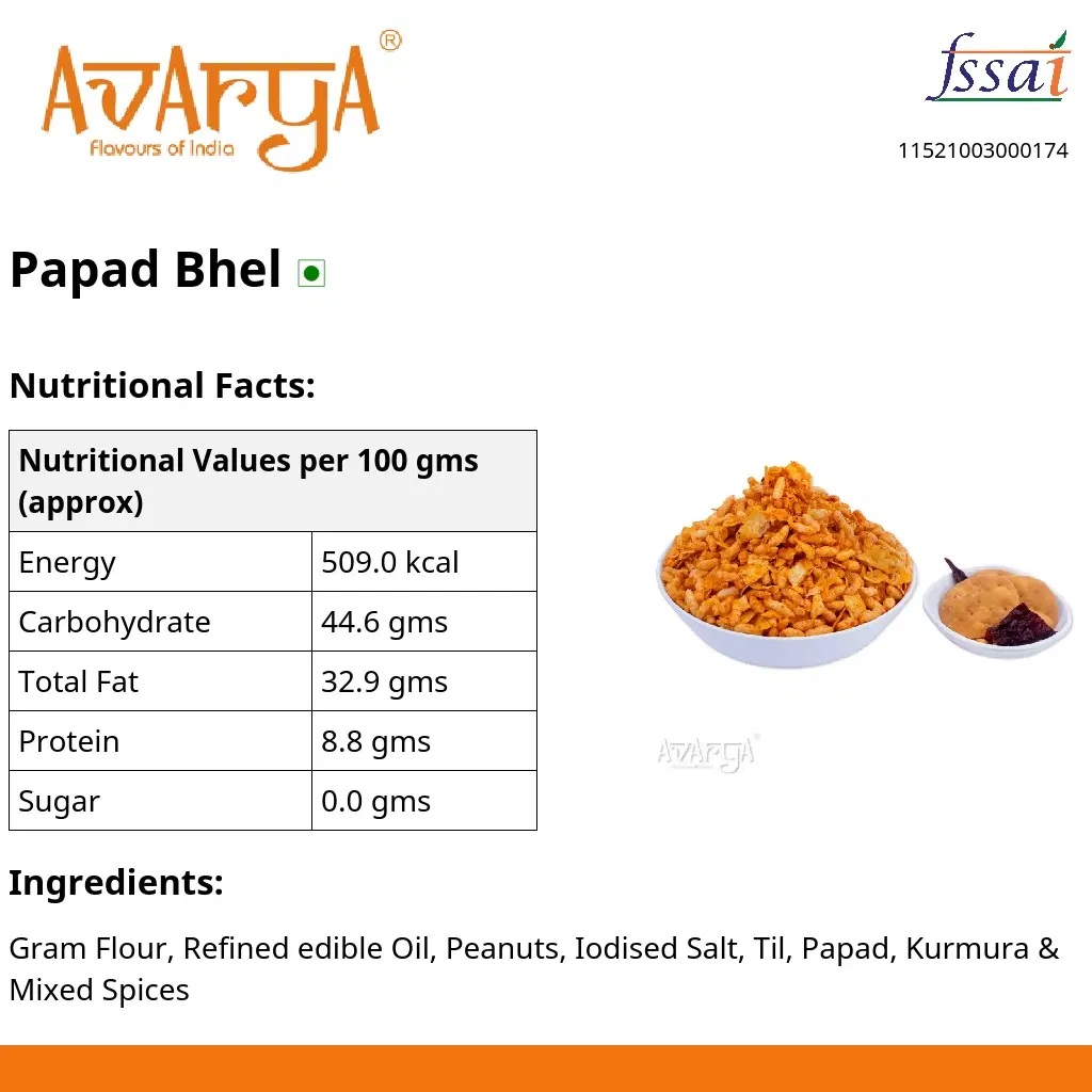 Ingredients And Nutrition Facts Of Papad Bhel