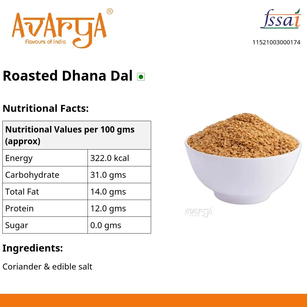 Ingredients And Nutrition Facts Of Roasted Dhana Dal